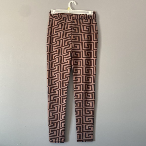 Fall Preppy Academia Pants: High Waist Labyrinth Leggings Size S/M - Picture 6 of 11